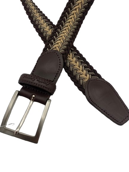 Cinturón elástico trenzado MARRON BEIGE - Imagen 2