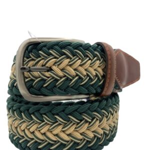 Cinturón elástico trenzado verde beige