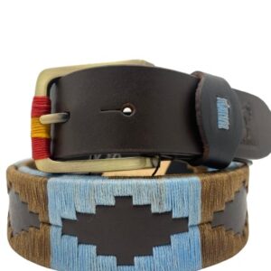 CINTURÓN ARGENTINO CELESTE MARRÓN